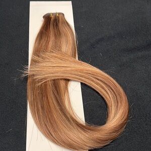 FlatWeft 100% Human Remy Hair Color P. Medium Brown & Strawberry Blonde